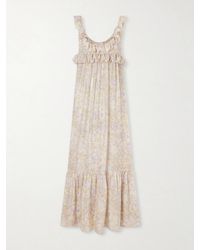 Chloé - Ruffled Tiered Floral-Print Silk-Charmeuse Maxi Dress - Lyst