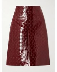 Gucci - Embossed Crinkled Patent-Leather Skirt - Lyst