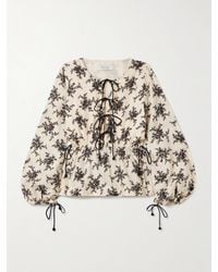 Sea - Joan Tie-Detailed Floral-Print Voile Top - Lyst