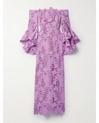 Oscar de la Renta - Off-The-Shoulder Ruffled Guipure Lace Gown - Lyst