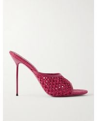 Paris Texas - Lidia 105 Leather-Trimmed Straw Mules - Lyst