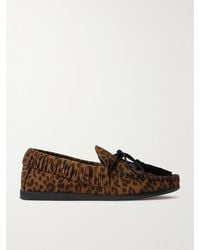 Isabel Marant - Fitza Loafers Aus Veloursleder Mit Leopardenprint, Lederbesätzen Und Fransen - Lyst