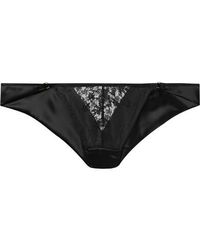 LIVY Ella Satin And Embroidered Stretch-tulle Briefs - Black