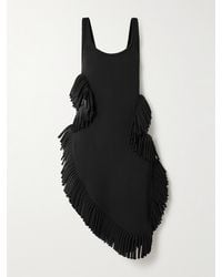 DIOTIMA - Scatter Asymmetric Cutout Fringed Wool-Twill Midi Dress - Lyst
