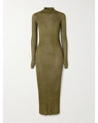 Isabel Marant - Josita Metallic Ribbed-Knit Turtleneck Midi Dress - Lyst