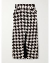 Dolce & Gabbana - Houndstooth Wool And Cotton-Blend Tweed Midi Skirt - Lyst