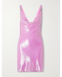 Versace - Minikleid Aus Seidenchiffon Mit Pailletten, Raffungen Und Verzierungen - Lyst
