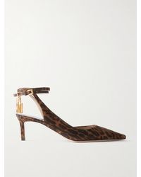 Tom Ford - Padlock Pumps Aus Veloursleder Mit Leopardenprint - Lyst