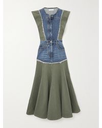 Chloé - Paneled Denim Midi Dress - Lyst