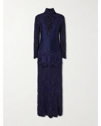 Rabanne - Lace-Trimmed Jersey Maxi Dress - Lyst