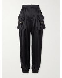 Chloé - Hose Mit Schmal Zulaufendem Bein Aus Seidensatin Mit Raffungen Und Verzierungen - Lyst