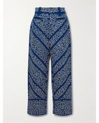 Bode - Bombora Cropped Embroidered Wool-Blend Wide-Leg Pants - Lyst