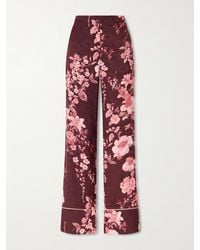 Borgo De Nor - Havana Floral-Print Satin-Trimmed Crepe De Chine Jacquard Pants - Lyst