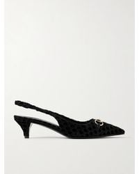 Gucci - Erin Slingback-Pumps Aus Devoré-Samt Mit Horsebit-Detail - Lyst