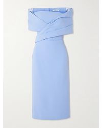 Safiyaa - Iana Off-The-Shoulder Draped Crepe Midi Dress - Lyst