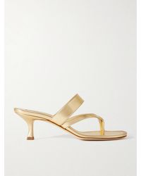 Manolo Blahnik - Sandales En Cuir Métallisé Susa 50 - Lyst