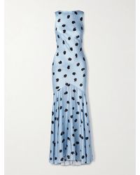 Nina Ricci - Open-Back Draped Floral-Print Satin Maxi Dress - Lyst