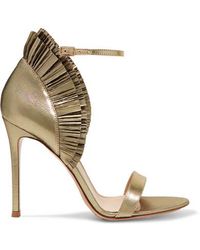 Gianvito Rossi 105 Sandalen Aus Lamé Mit Rüschen - Mettallic