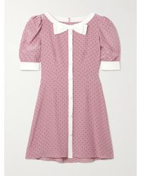 Alessandra Rich - Clover Bow-Detailed Polka-Dot Silk Mini Dress - Lyst