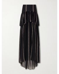 LIBEROWE - Nina Striped Peplum Silk Maxi Skirt - Lyst