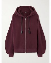 Loewe - Flamenco Leather-Trimmed Cotton-Blend Jersey Hoodie - Lyst