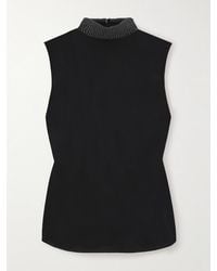 Brunello Cucinelli - Bead-Embellished Silk-Satin Blouse - Lyst