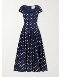 Carolina Herrera - Polka-Dot Cotton-Blend Twill Midi Dress - Lyst