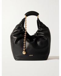 Loewe - Squeeze Medium Chain-Embellished Gathered Leather Shoulder Bag - Lyst