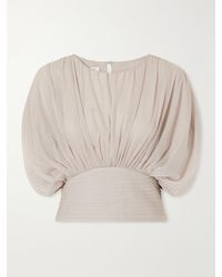 Abadia - Draped Ruched Jersey Blouse - Lyst