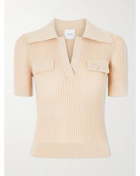 Patou - Embroidered Ribbed Cotton Polo Shirt - Lyst