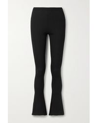 Gauchère Ribbed Wool Flared Trousers - Black