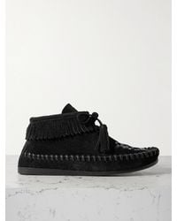 Isabel Marant - Felsa Fringed Tasseled Leather-Trimmed Suede Ankle Boots - Lyst