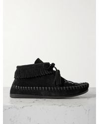 Isabel Marant - Felsa Fringed Tasseled Leather-Trimmed Suede Ankle Boots - Lyst