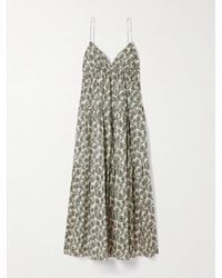 Matteau - Printed Organic Cotton-Poplin Midi Dress - Lyst