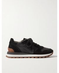 Brunello Cucinelli - Bead-Embellished Nylon And Suede Sneakers - Lyst