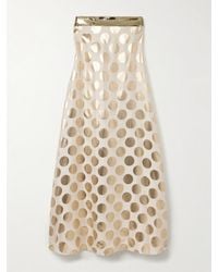 ‎Dima Ayad - Strapless Sequin-Embellished Metallic Polka-Dot Brocade Gown - Lyst