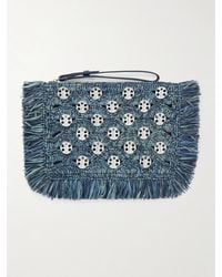 Rabanne - Chainmail-Embellished Fringed Raffia Clutch - Lyst