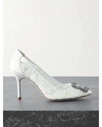 Manolo Blahnik - Hangisi 90 Pumps Aus Schnurgebundener Spitze Mit Verzierung - Lyst