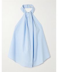 St. Agni - Open-Back Gathered Organic Cotton-Poplin Halterneck Top - Lyst