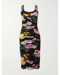 Dolce & Gabbana - Paneled Ruched Floral-Print Tulle Dress - Lyst