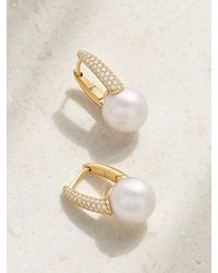 Mikimoto - 18-Karat, Pearl And Diamond Hoop Earrings - Lyst