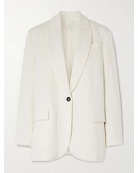 Brunello Cucinelli - Single-Breasted Herringbone Cotton And Linen-Blend Blazer - Lyst