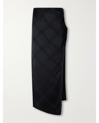 RÙADH - The Alee Checked Frayed Asymmetric Satin Maxi Skirt - Lyst