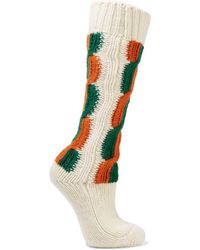 Gucci Wollsocken Mit Zopfstrickmuster Und Streifen - Weiß