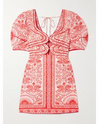 FARM Rio - Mini-Robe En Lin Mélangé À Imprimé Fleuri Et À Découpes River Ride - Lyst