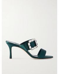 Manolo Blahnik - Mayjousan 70 Crystal-Embellished Satin Mules - Lyst