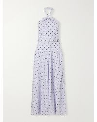 Alessandra Rich - Belted Polka-Dot Bow-Detail Silk Midi Dress - Lyst