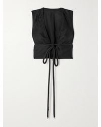 Zimmermann - Matchmaker Cropped Tie-Detailed Linen And Silk-Blend Top - Lyst