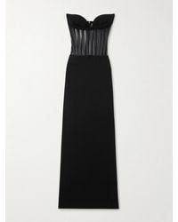 Monot - Strapless Mesh-Paneled Crepe Gown - Lyst