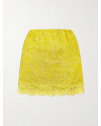 Saint Laurent - Lace-Trimmed Metallic Floral-Jacquard Mini Skirt - Lyst